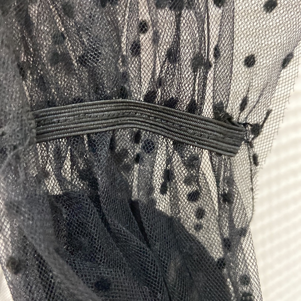 Women’s SHEIN polka dot mesh one-shoulder black velvet blouse. Size M. - Picture 8 of 13